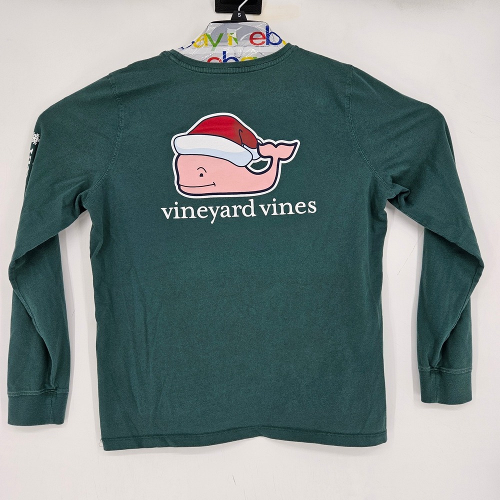 Vineyard Vines Shirt Womens Large Long Sleeve Tee Christmas Whale Green